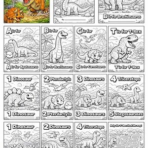 Dinosaur Coloring Activity Pages - Black & White Printable Set